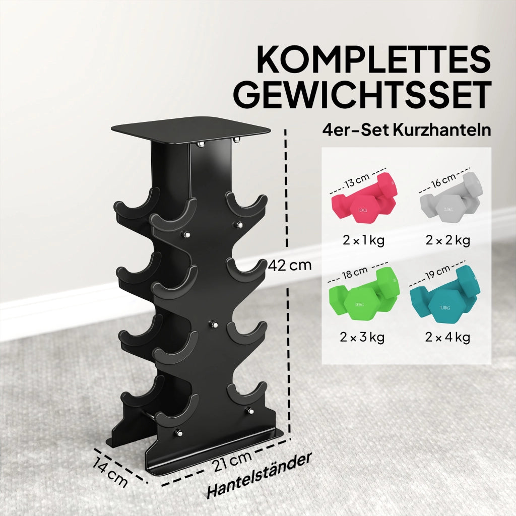 Set Hantel Esagonale con Stoccaggio ¨C zephmum ¨C 4 Paar, 1-4 kg, Grigi Antiscivolo