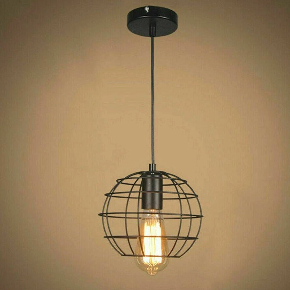 Trade Shop - Lampadario Gabbia In Metallo Industriale Retro E27 Pendente Vintage Ty004 -