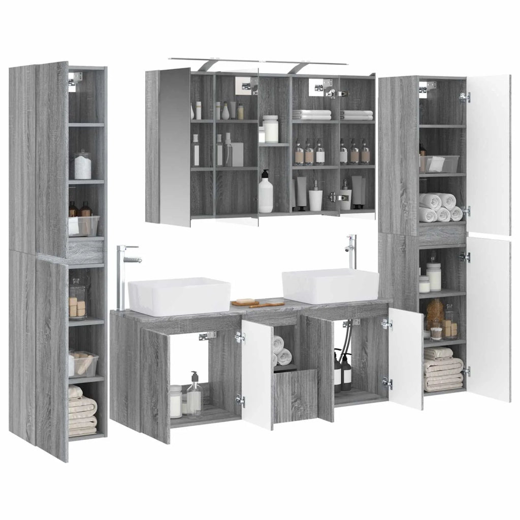 Set di mobili per il bagno 6 pcs Sonoma grigio 3407228