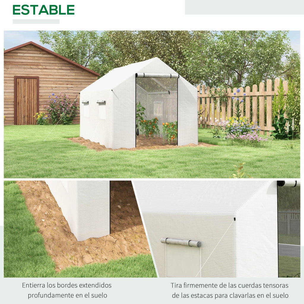 Serra Tunnel 2x3x2 m con 4 Finestre a Rete e Porta con Cerniera ¨C zephmum ¨C Bianco