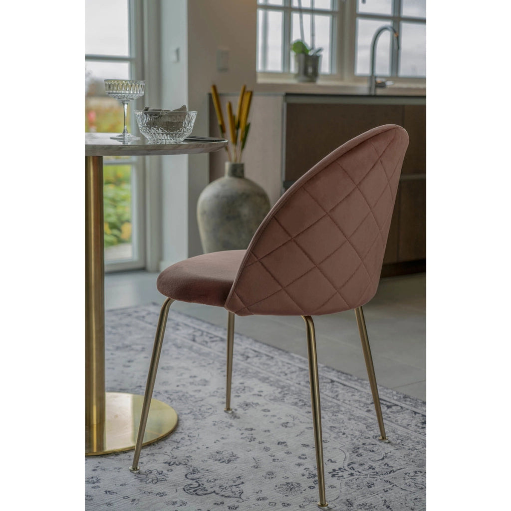 Set di 2 Sedie Geneve, Rosa, Velluto, 56x51x76 cm