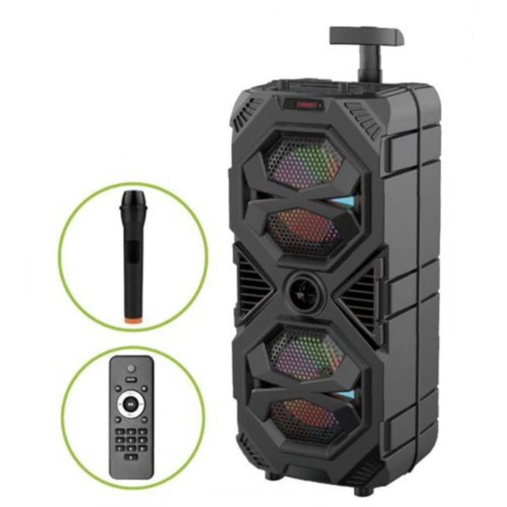 Trade Shop - Altoparlante Wireless Portatile Fm Karaoke Usb Tf Aux Luci Led Bluetooth Microfono Tws -