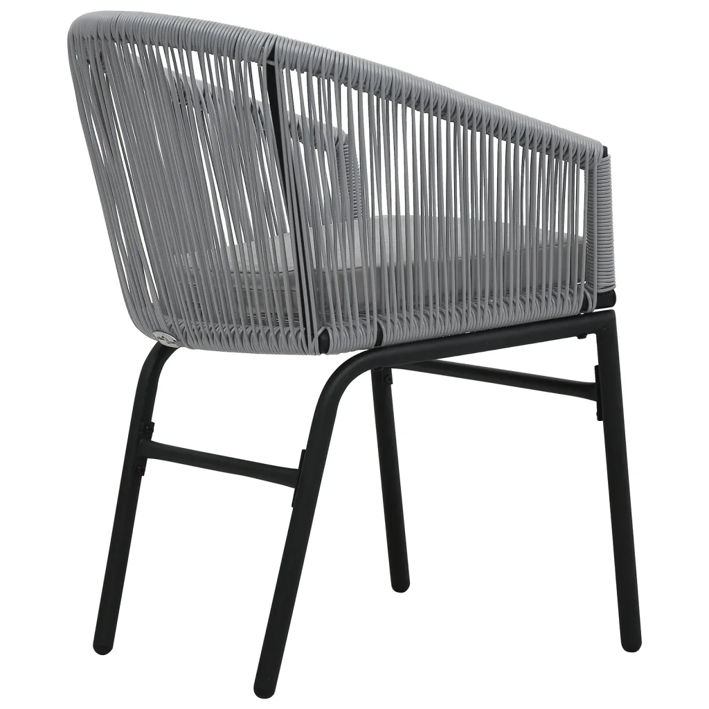 Set da Bistrot 3 pz | Set Salotto da Giardino con Cuscini in Polyrattan Grigio