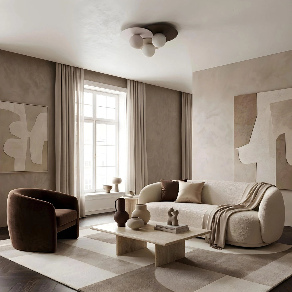 Plafoniera Flat 3xE27 beige marrone metallo Luminex