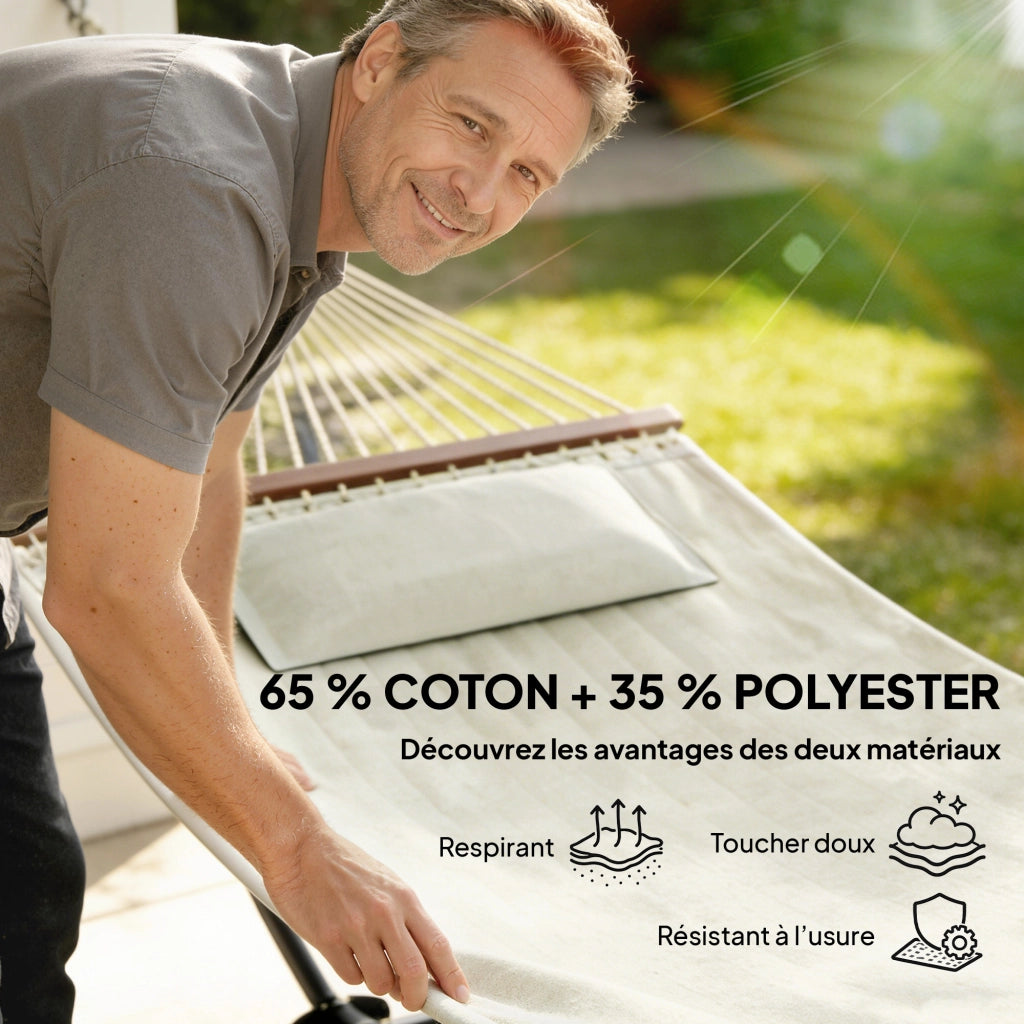 Amaca con supporto in acciaio ¨C zephmum ¨C crema 368x140x110 cm