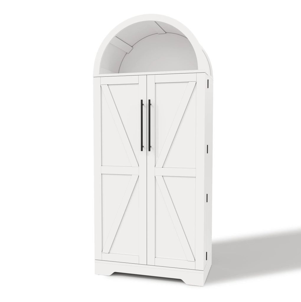 Vetrina 70x40x165 cm con ripiani e vani aperti in MDF bianco
