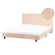 Letto matrimoniale imbottito bouclé 140 x 200 cm con rete e testata beige