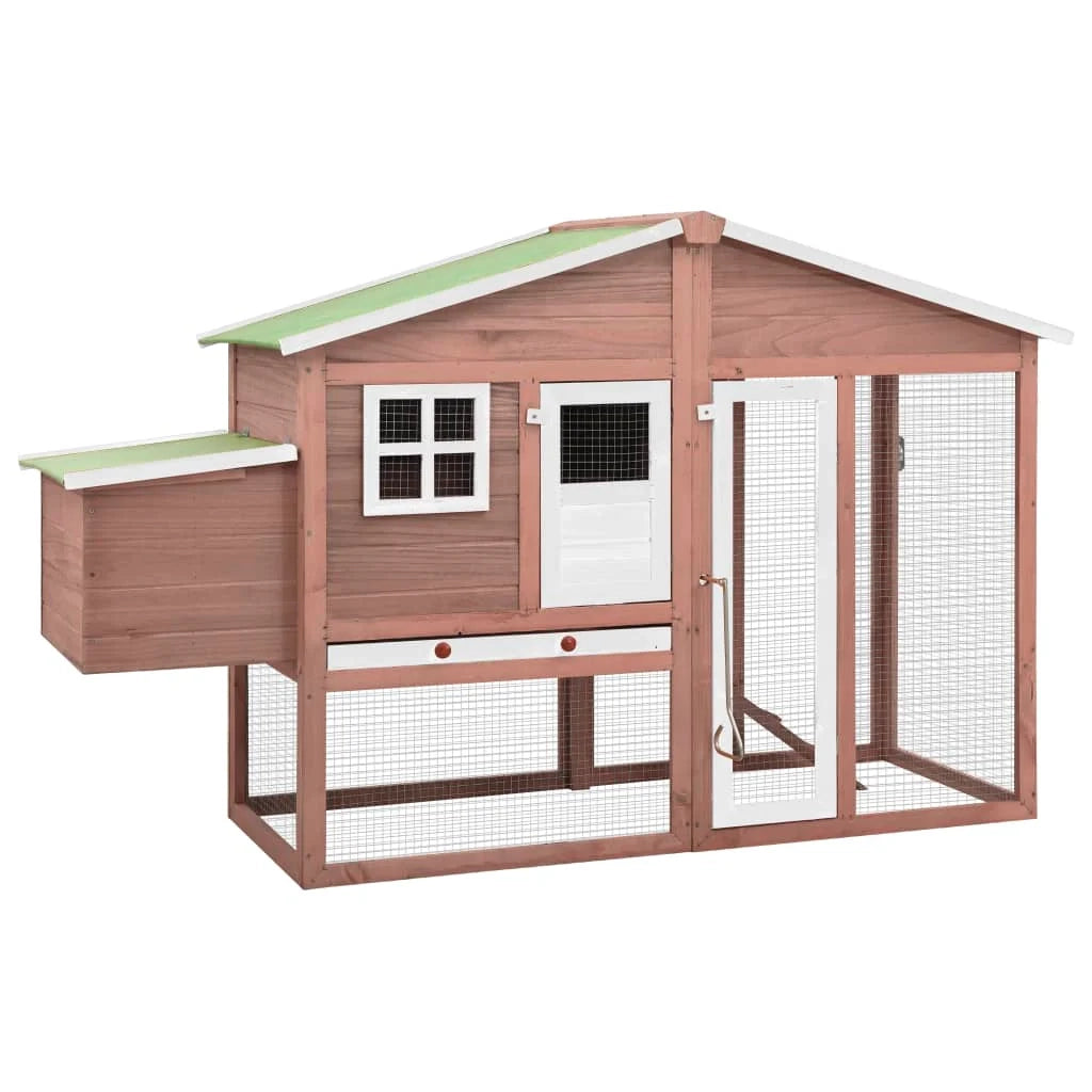 Pollaio con nido 191 x 67 x 117 cm in legno massello di abete moka e bianco 02_0001674