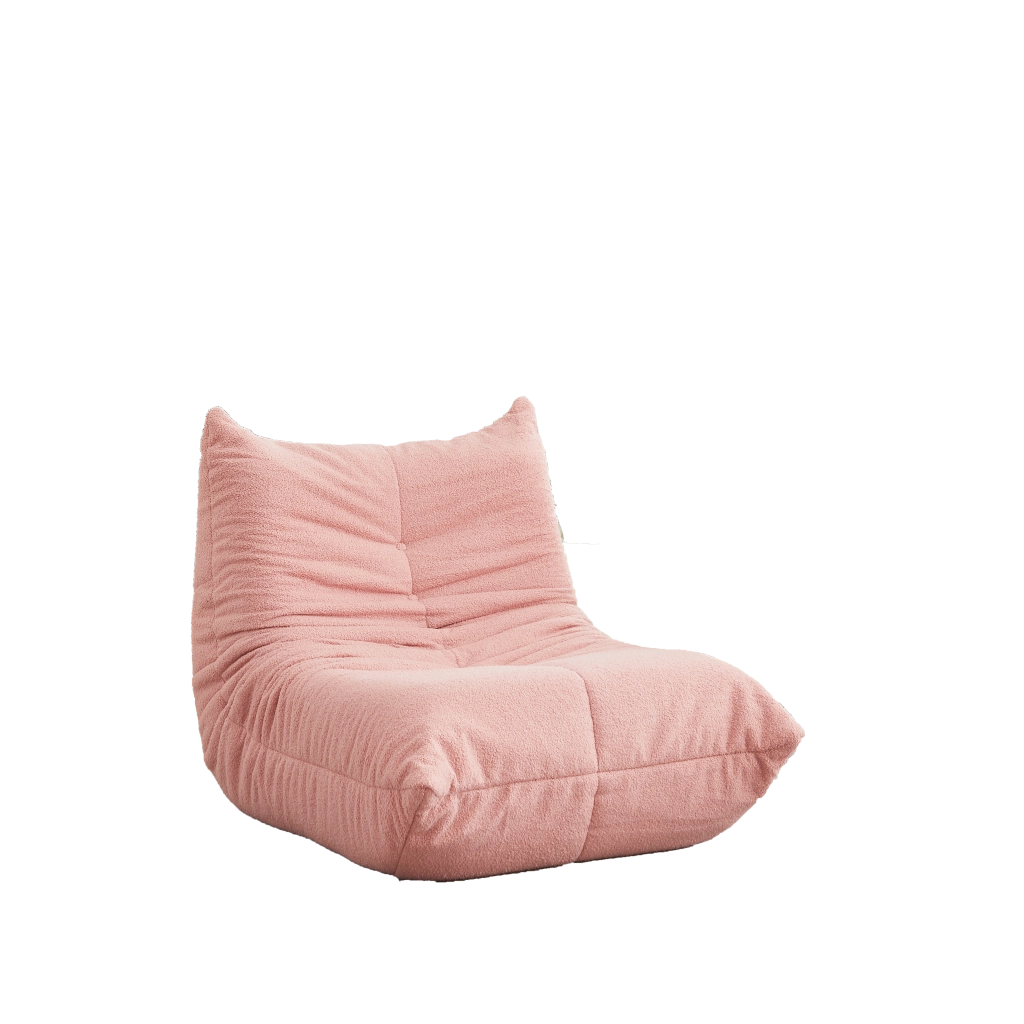 POLTRONA bassa modulare in ciniglia rosa, senza montaggio