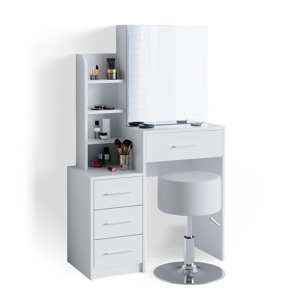 Vicco Tavolo da toeletta Bianco 80 cm con sgabello