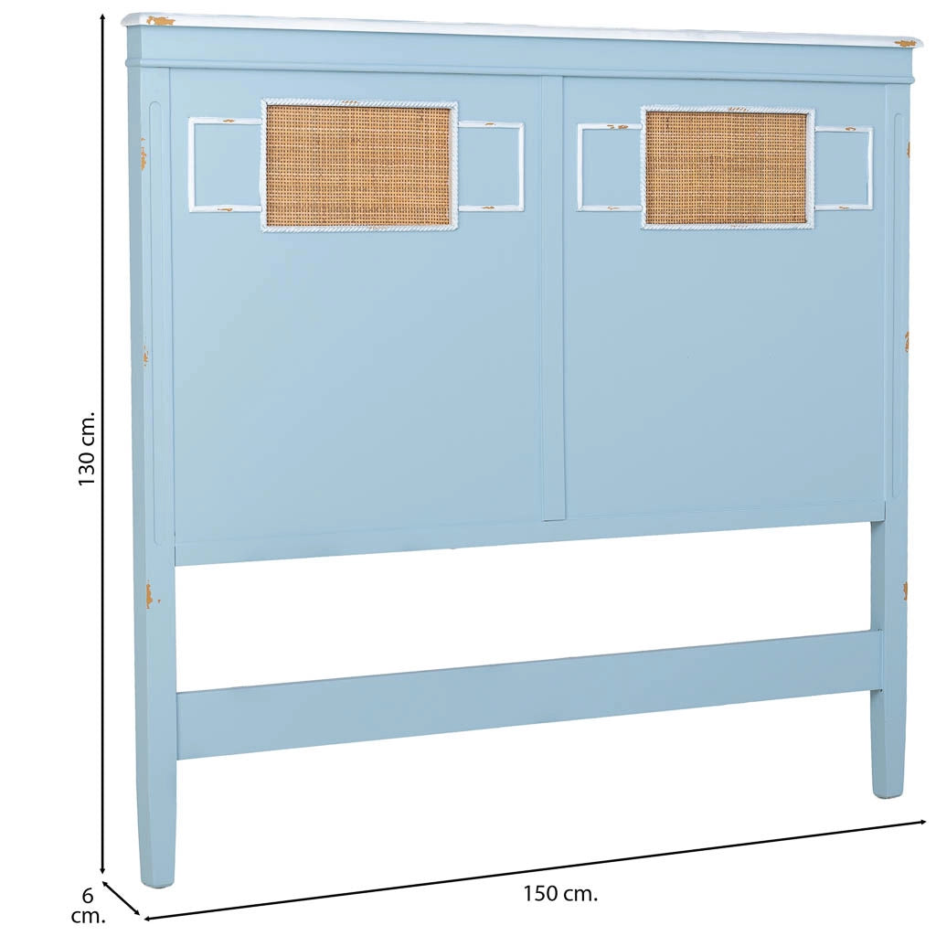 Testiera in legno con griglia blu 150x6x130