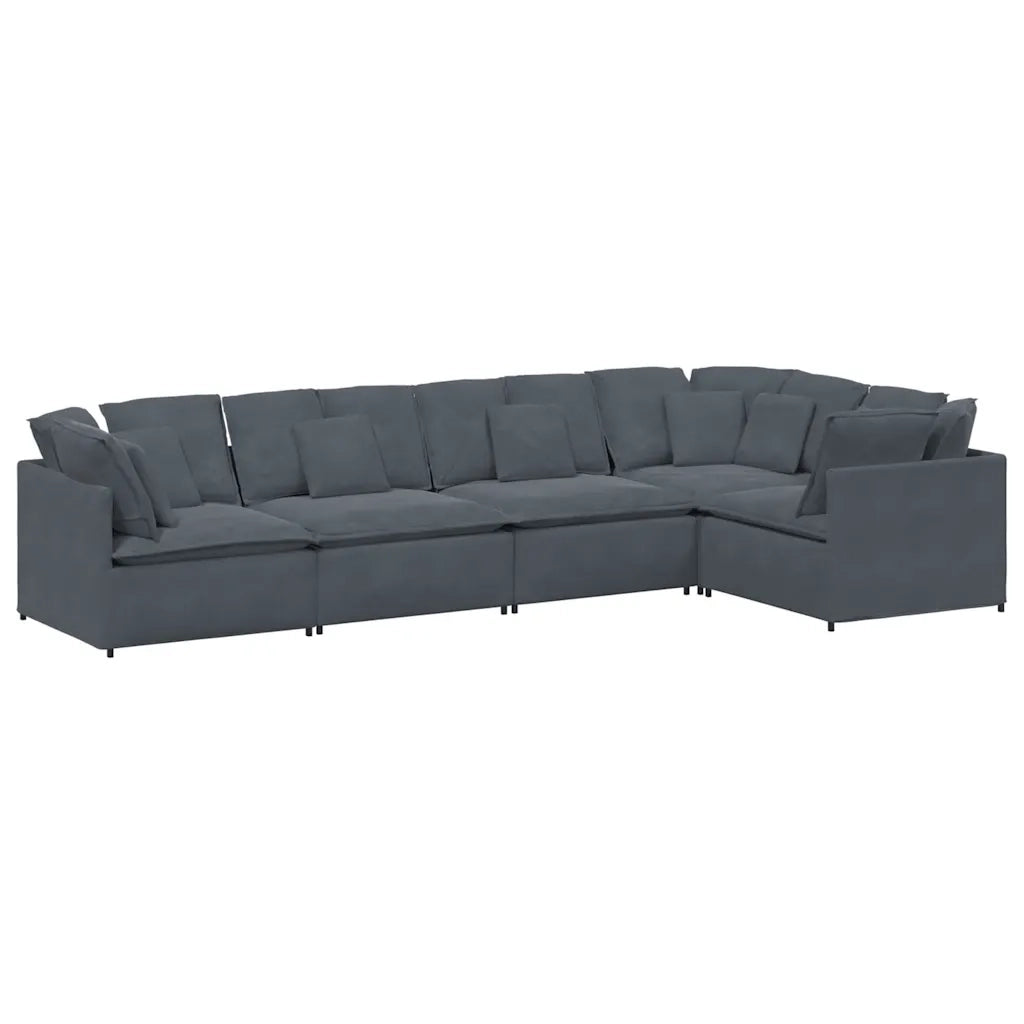 Divano Modulare con Cuscini in Velluto Grigio Scuro 3321338