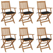 Sedie da Giardino Pieghevoli 6 pz con Cuscini Massello Acacia cod mxl 75574