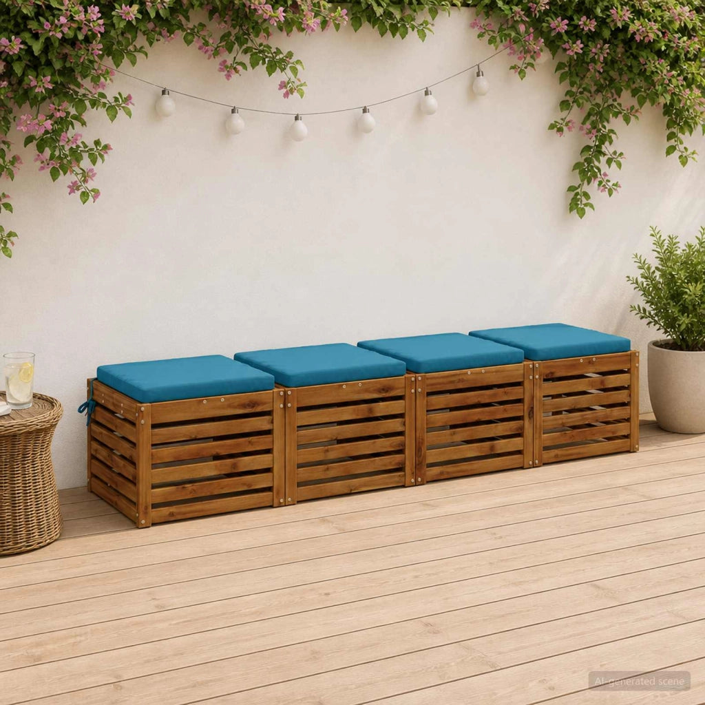 Cuscini per Sedia in 4 Pezzi SOEST 4 pz 100% Poliestere Azzurro 944374