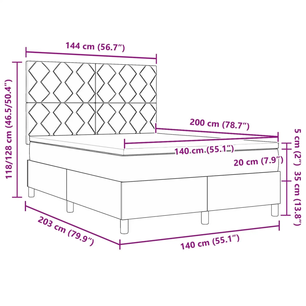 Letto a molle con strisce LED Blu 140 x 200 cm Tessuto 3342955
