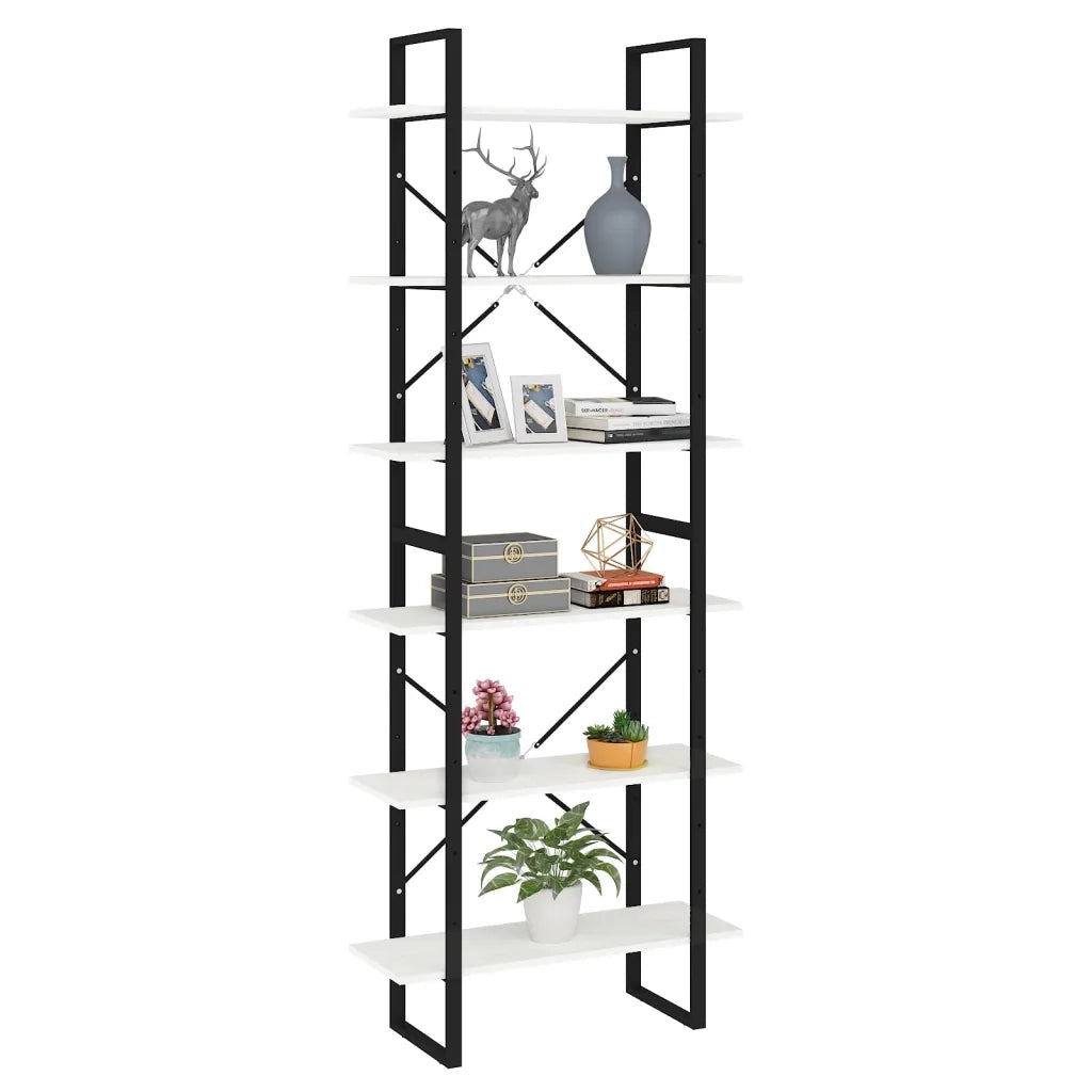 Scaffale Alto Bianco 80x30x210 cm in Legno Massello di Pino 806543