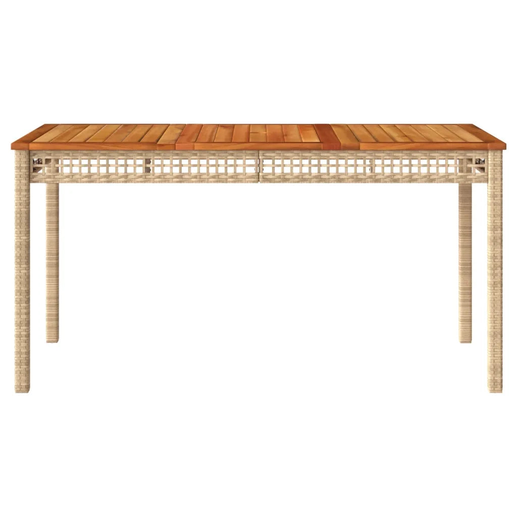 Tavolo da Giardino Beige 140x80x75 cm Polyrattan e Legno Acacia 366278