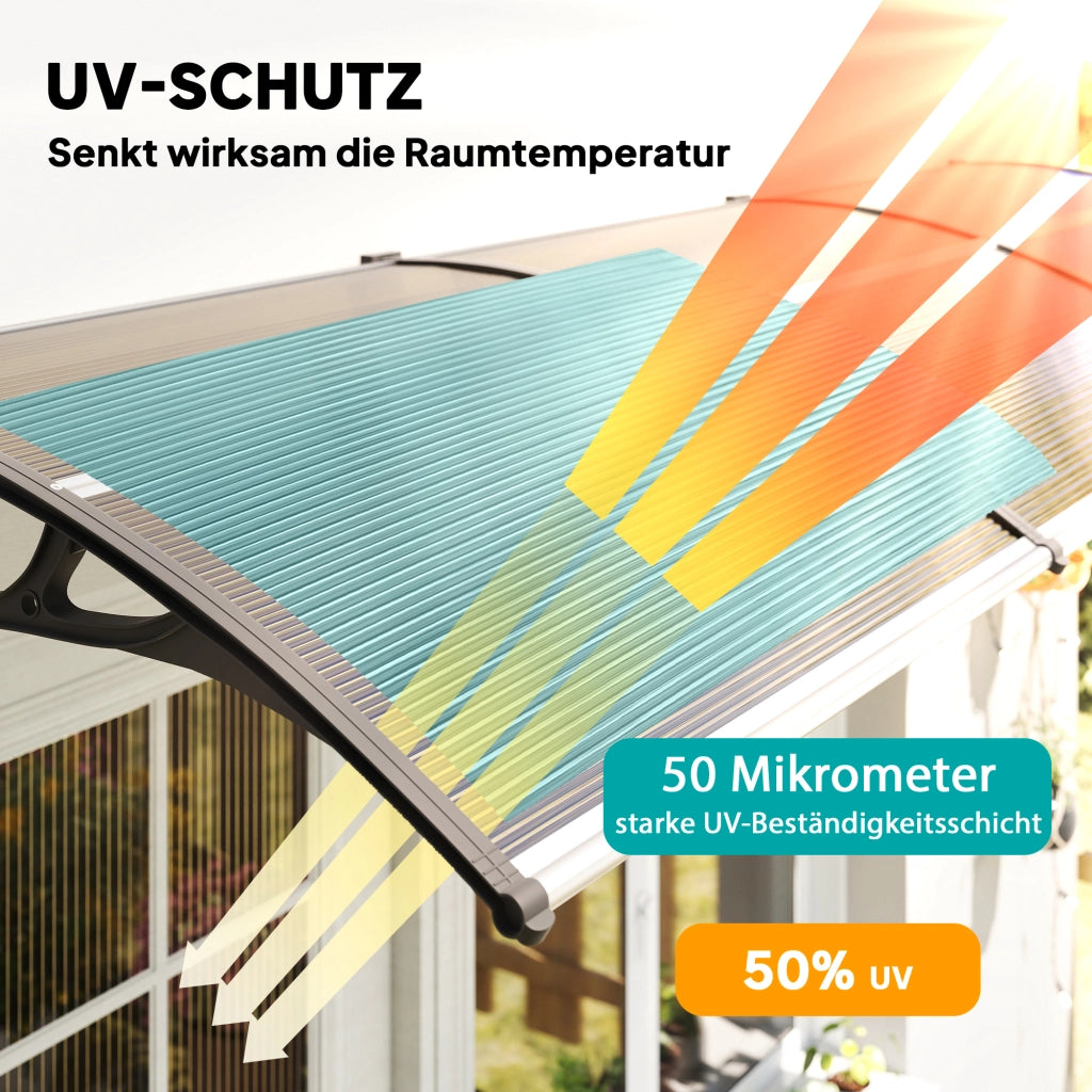 Vordach per Porta Finestra ¨C zephmum ¨C 303x96x27cm Nero Marrone
