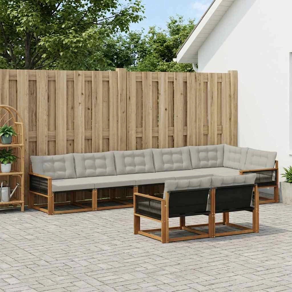 Set di divani da esterno 8 pz Naturale e Grigio Chiaro 3381503