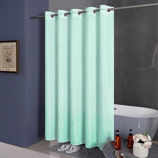 Gordino per doccia Antischiumosa Tessuto in poliestere Imbottito per doccia Tende per doccia Lavabile per vasca da bagno o bagno angolare Verde 150x183cm.