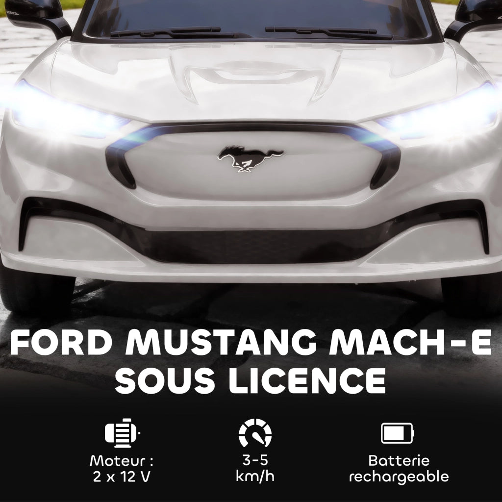 Auto elettrica per bambini Ford Mustang Mach-E ¨C zephmum ¨C 92x55x44cm bianco