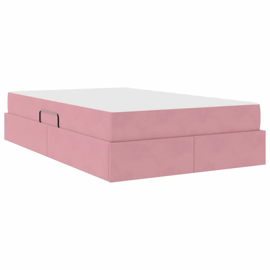 Letto con contenitore e materasso Rosa 120 x 200 cm Velluto 3399717