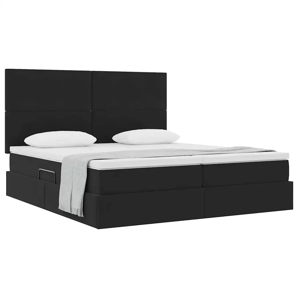 Letto con Contenitore con materasso Nero 180 x 200 cm Velluto