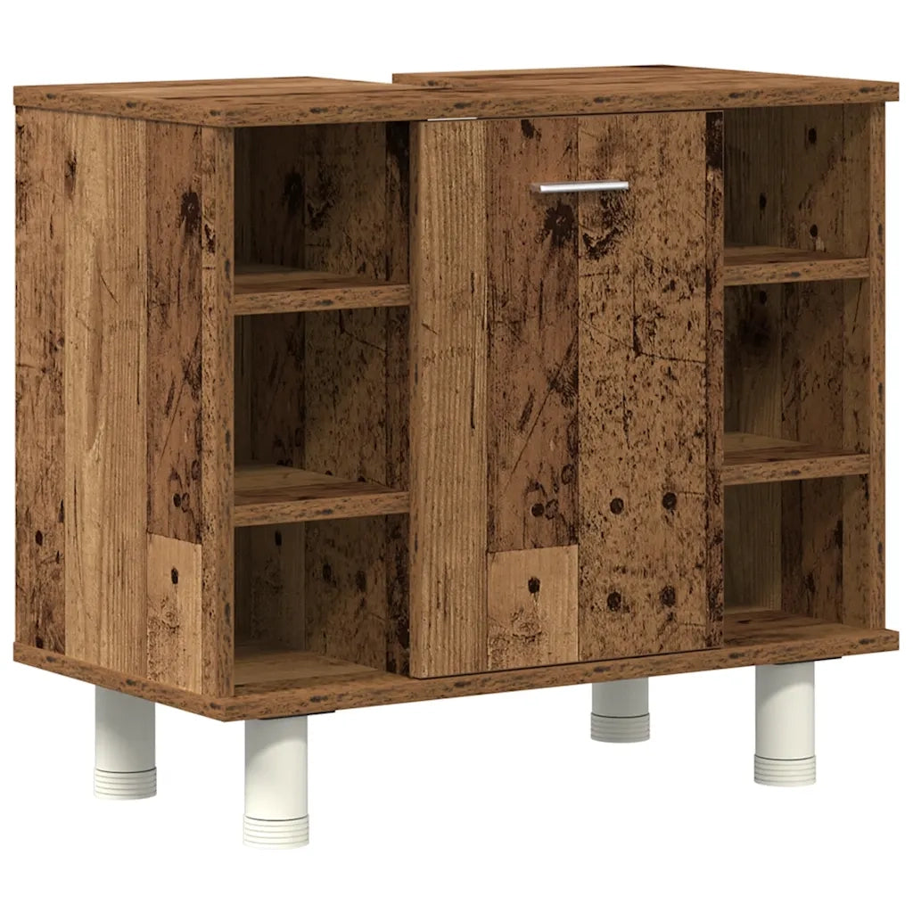 Set Mobili da Bagno 3 pz Legno Antico in Legno Multistrato