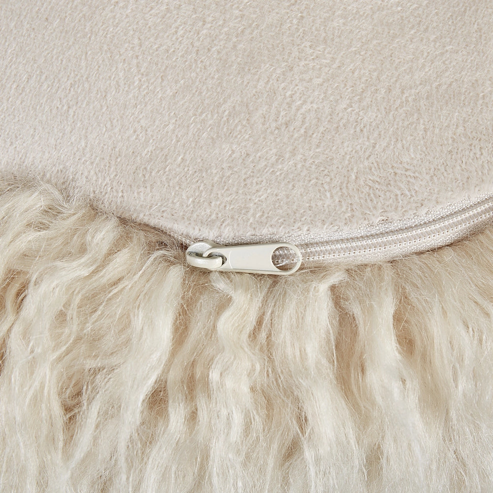 Pouf beige chiaro EPS perline riempimento pelliccia sintetica modello solido quadrato Boho moderno tessuto poggiapiedi