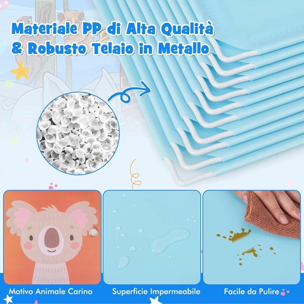 Guardaroba Portatile per Bambini, Armadio Portatile con 12 Cubi, Organizzatore Modulari per Camera dei Bambini Soggiorno, 109 x 35 x 145 cm (Blu)