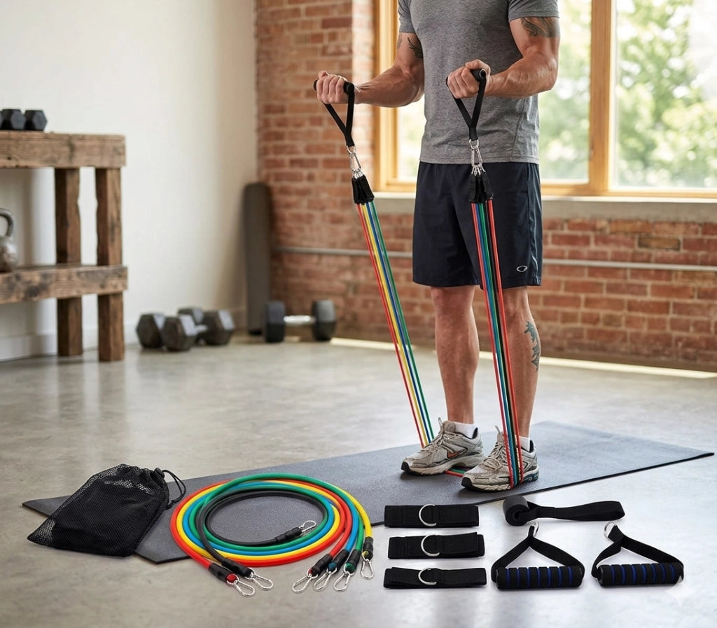 Set di Elastici Palestra 5 Livelli di Resistenza Max 13,6 Kg in Gomma