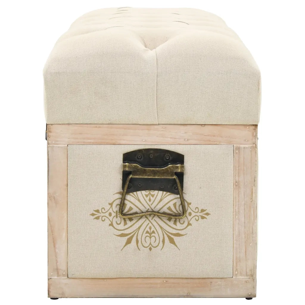 Panca Contenitore 110 cm Crema in Abete Massello e Tessuto 339296