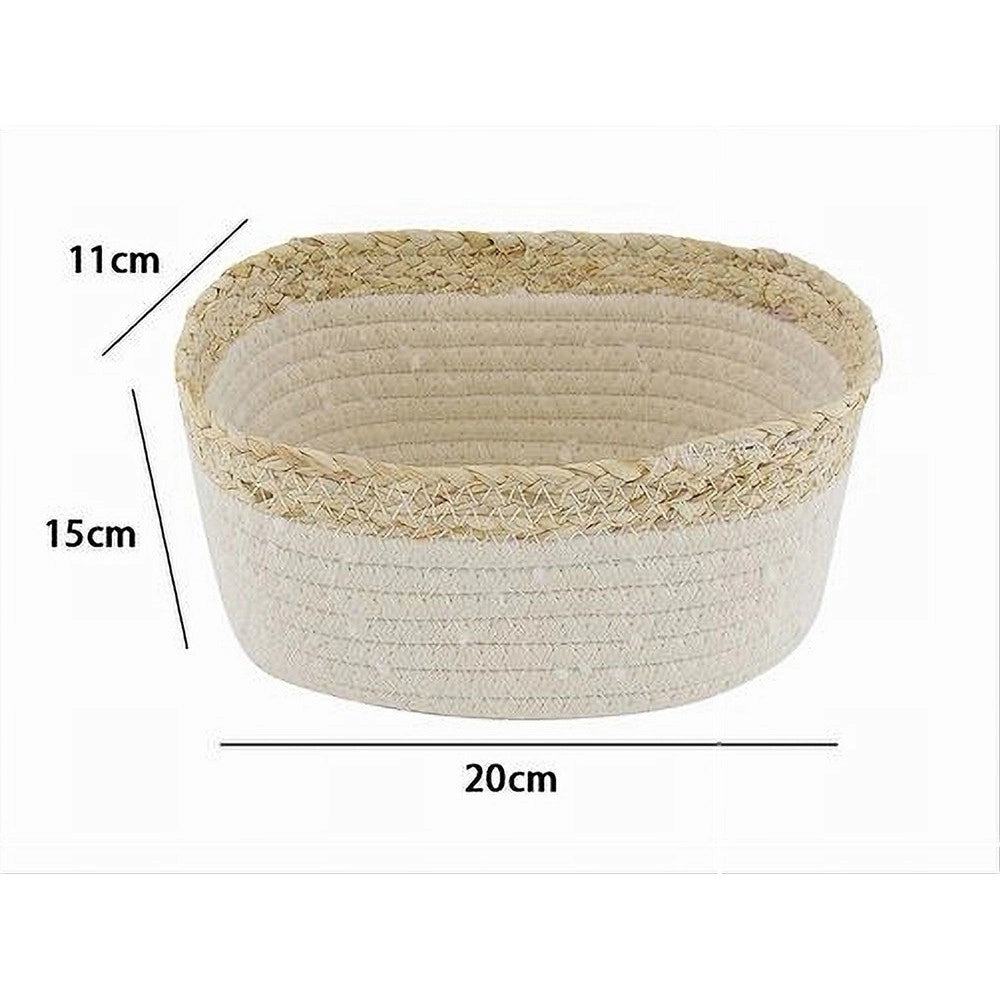 Trade Shop - Cestino Porta Biancheria Oggetti In Vimini Intrecciato Bicolore 20x15x11cm 10674 -