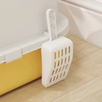 Lettiera Chiusa per Gatti con Vassoio Estraibile Filtro al Carbone Paletta e Maniglia Superiore 40,5x52x39 cm Giallo e Bianco