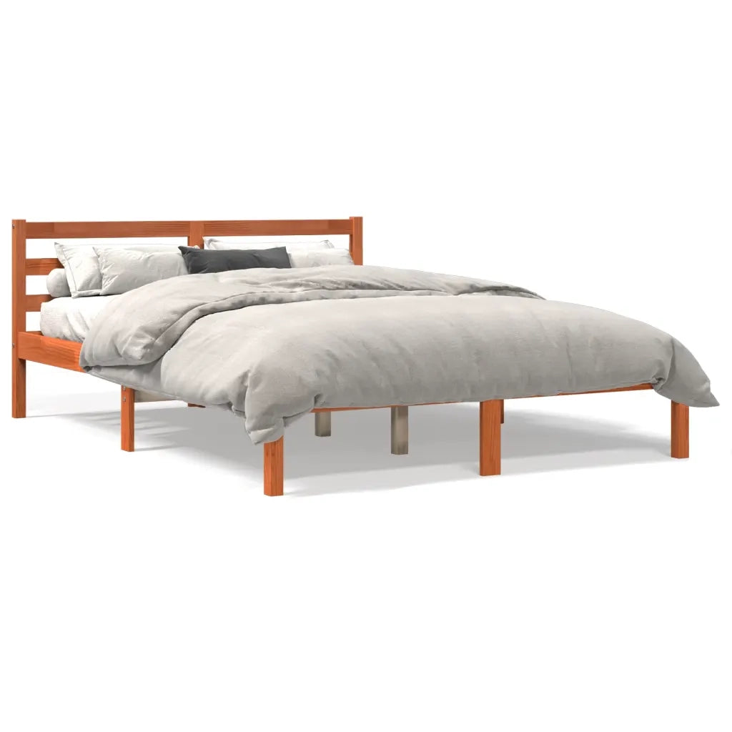 Letto senza Materasso-Struttura Letto Marrone Cera 135x190 cm in Legno di Pino 198225