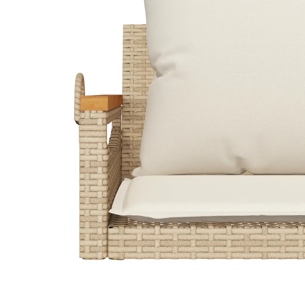 Panchina a Dondolo con Cuscini Beige 63x62x40 cm in Polyrattan 368166