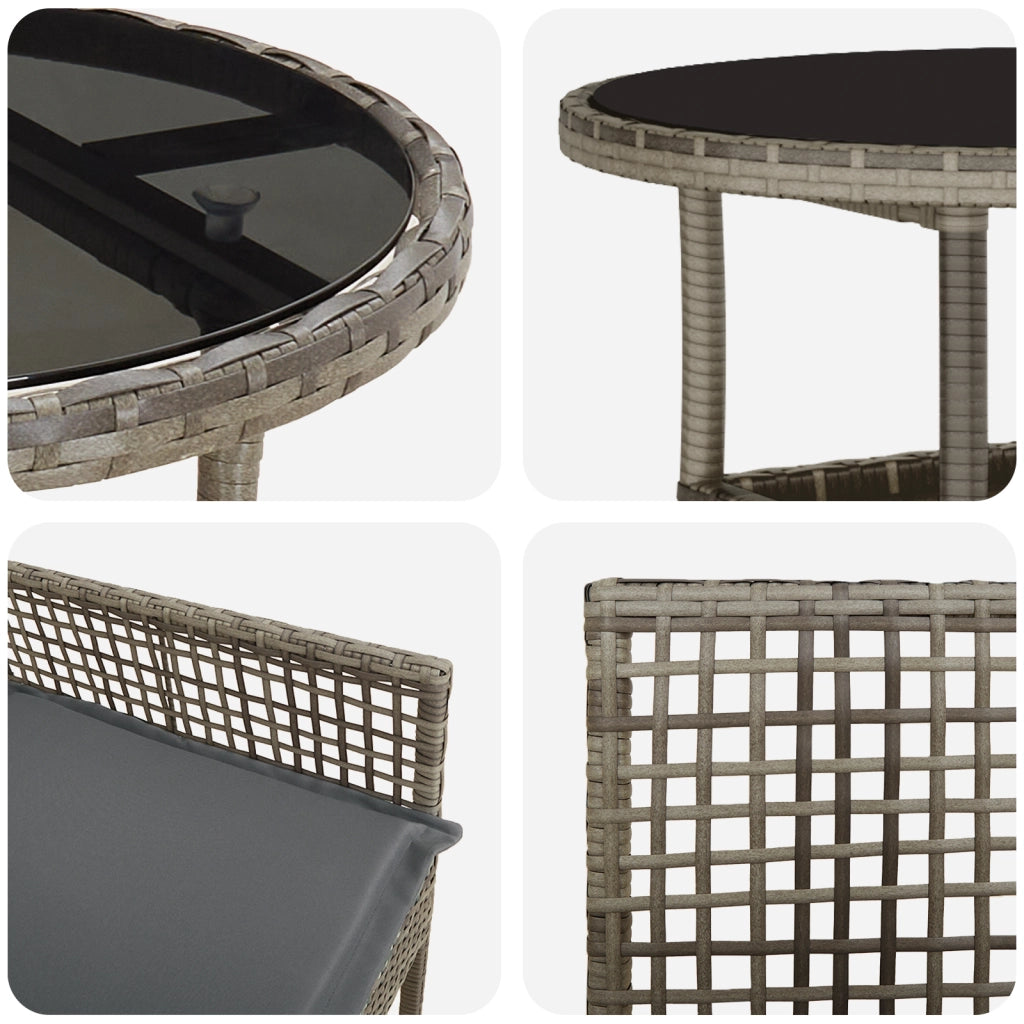 Set da pranzo da giardino 3 pezzi Grigio in rattan sintetico