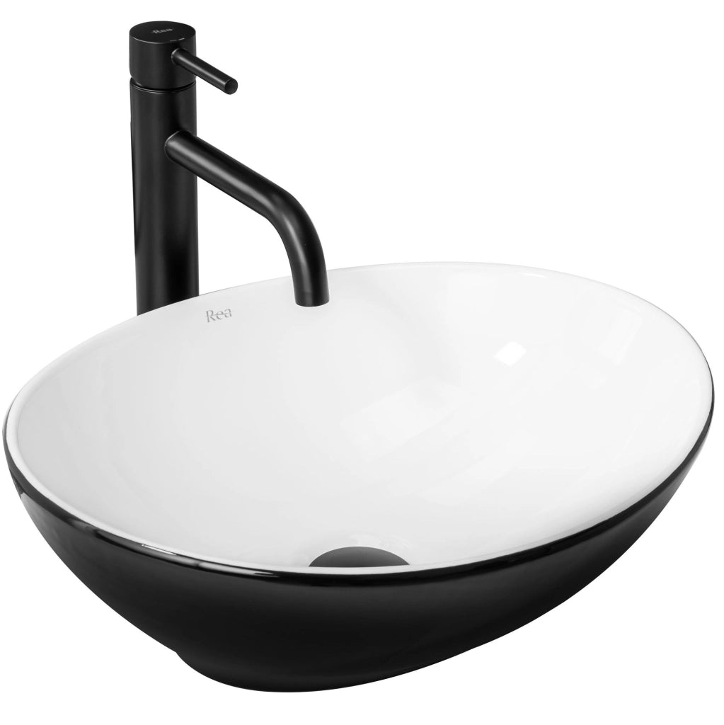 Lavabo Da Appoggio Rea Sofia White Black