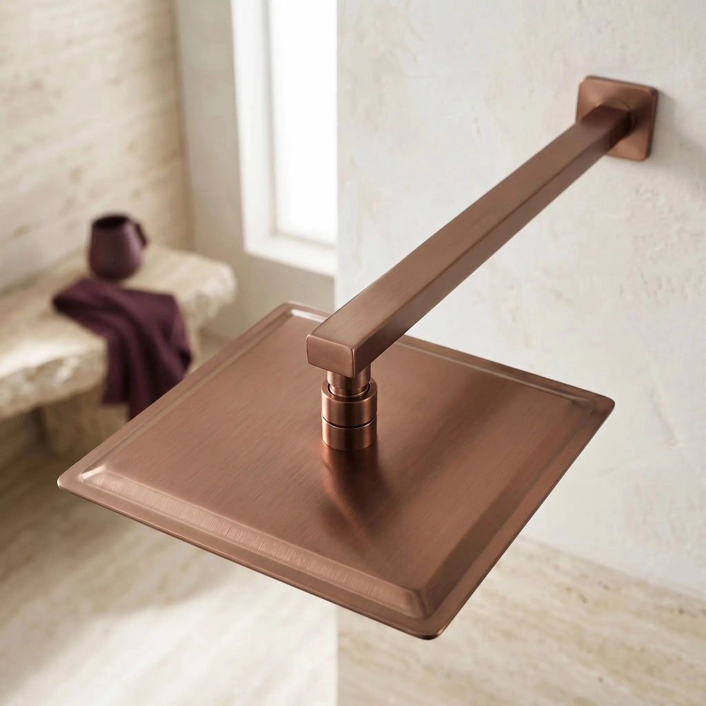 Braccio Doccia Quadrato Rea Js-9022brg 40cm Brush Copper