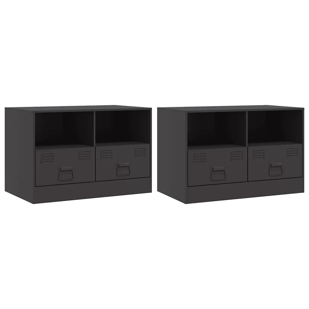 Mobili TV 2 pz-Set di 2 Credenza per TV Neri 67x39x44 cm in Acciaio 886697
