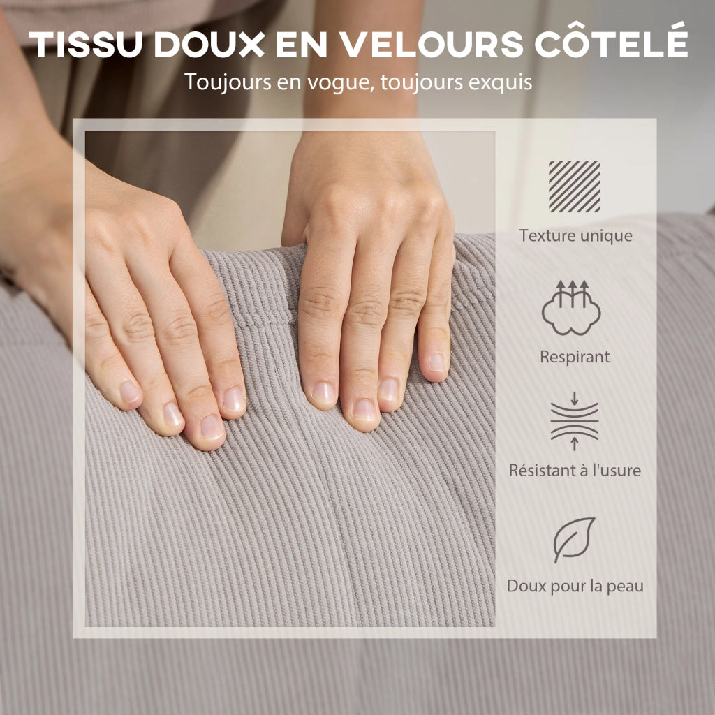Divano angolare reversibile in velluto ¨C zephmum ¨C grigio chiaro 192x137x84cm