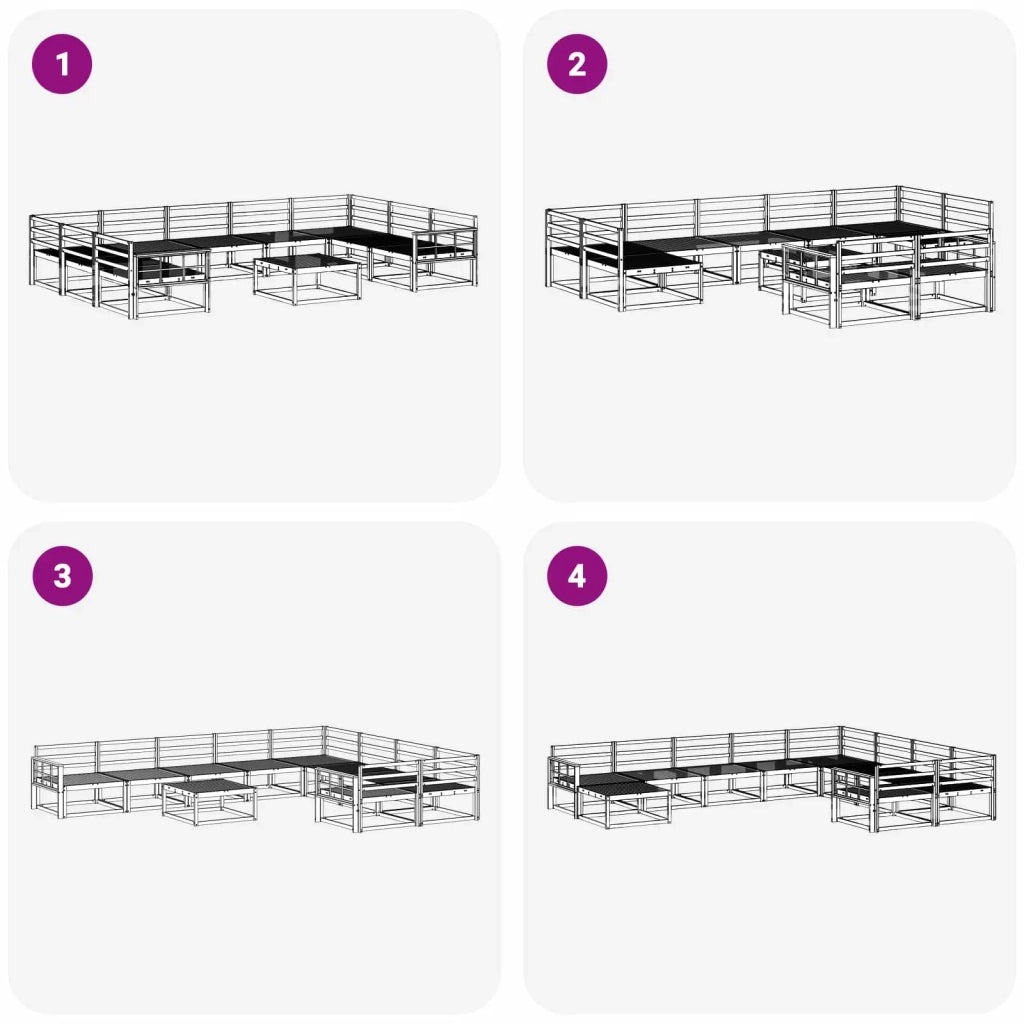 Set di divani da esterno 10 pcs Bianco Legno di Acacia Massello 3387078