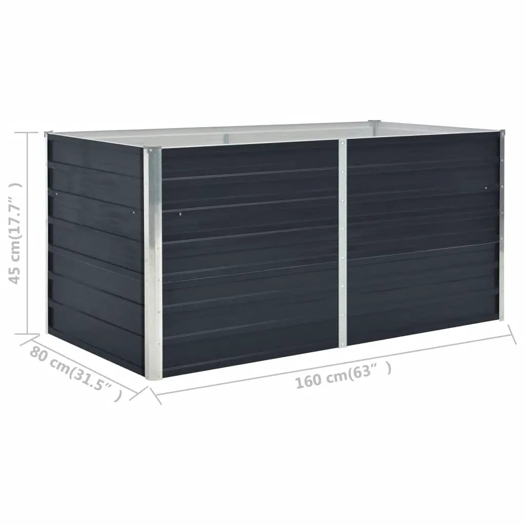 Fioriere | Cassetta per fiori | Letto di Coltura Rialzato 160x80x45cm Acciaio Zincato Antracite