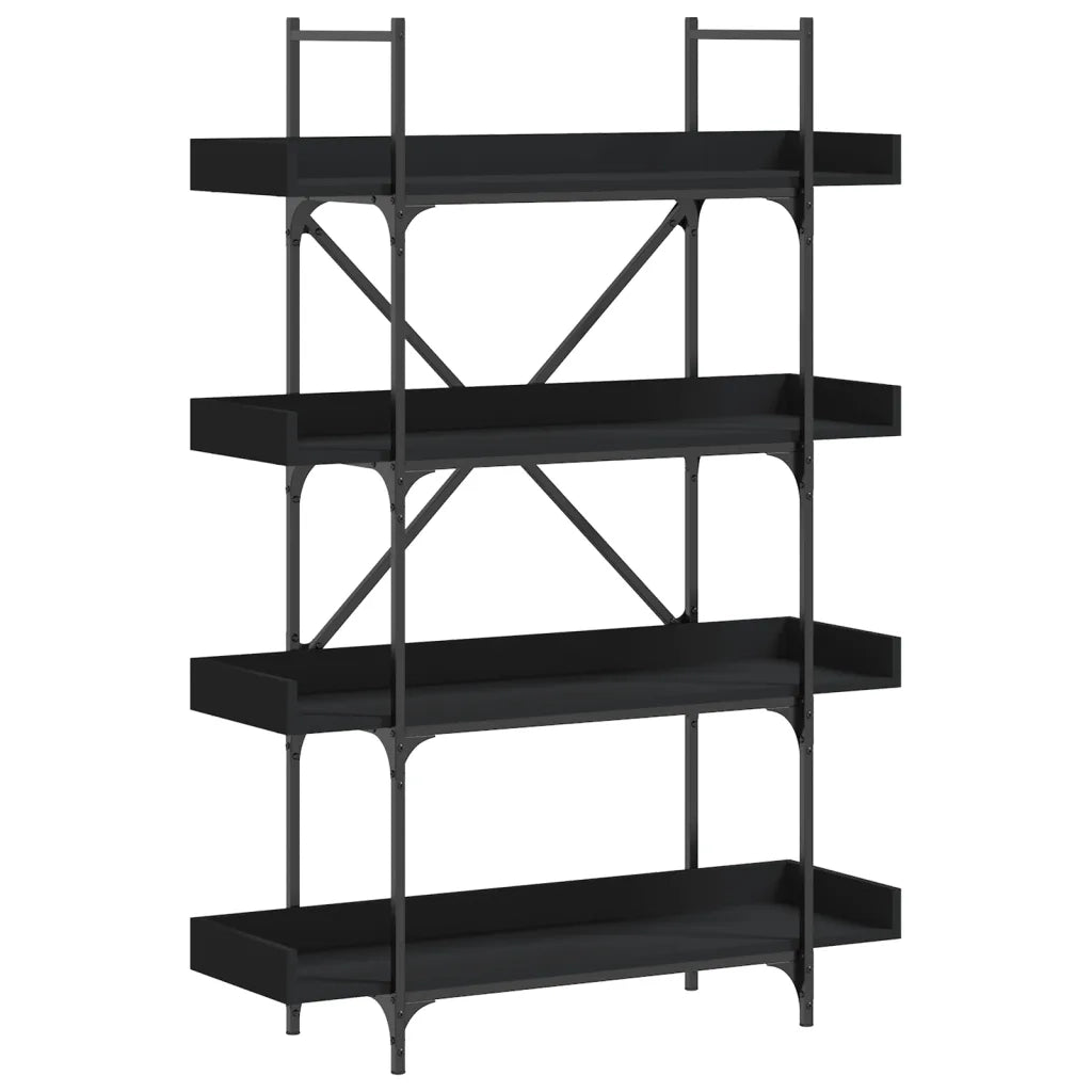 Libreria a 4 Ripiani Nera 100x33x145,5 cm in Legno Multistrato 837692