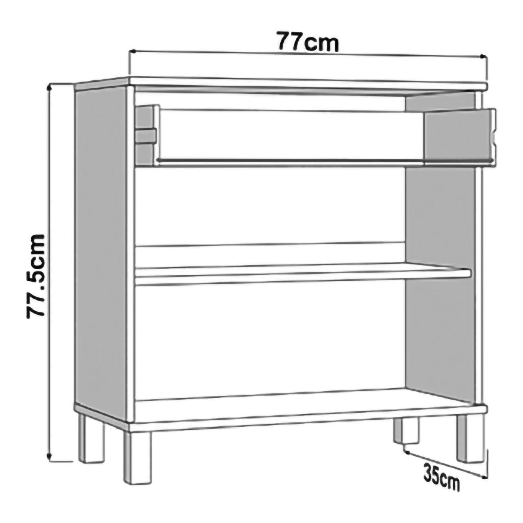 Madia Pisac, Credenza un Cassetto, 77x35x78h cm Marrone Rovere Nodi