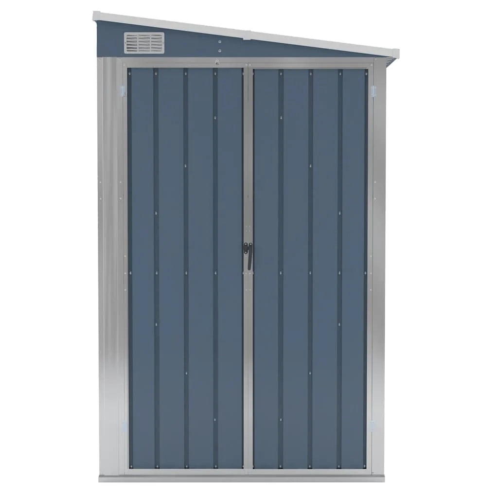 Casetta da giardino a parete 118 x 100 x 178 cm acciaio zincato grigio 02_0044056