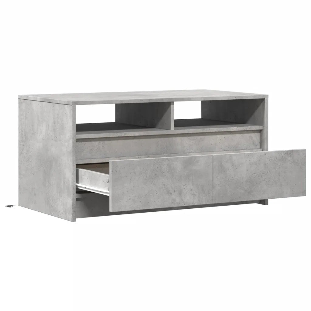 Tavolino da Salotto con Luci LED Grigio Cemento in Truciolato 851994