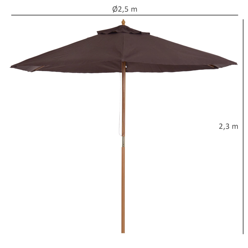 Ombrellone da Giardino ?250x230 cm ¨C zephmum ¨C 6 Varillas Sistema Corde