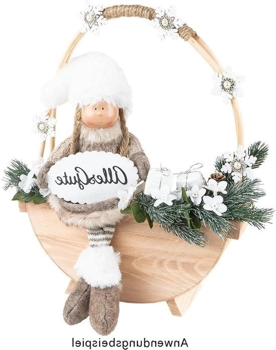 Decorazione di Natale popolana | Personaggio di Babbo Natale | Decorazione di Natale | Bambini in inverno | Pop decorativa (32 cm alto)
