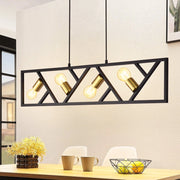 Lampada a sospensione ZMH retr¨° in metallo E27 a quattro fiamme color oro nero con un diametro di 100 centimetri